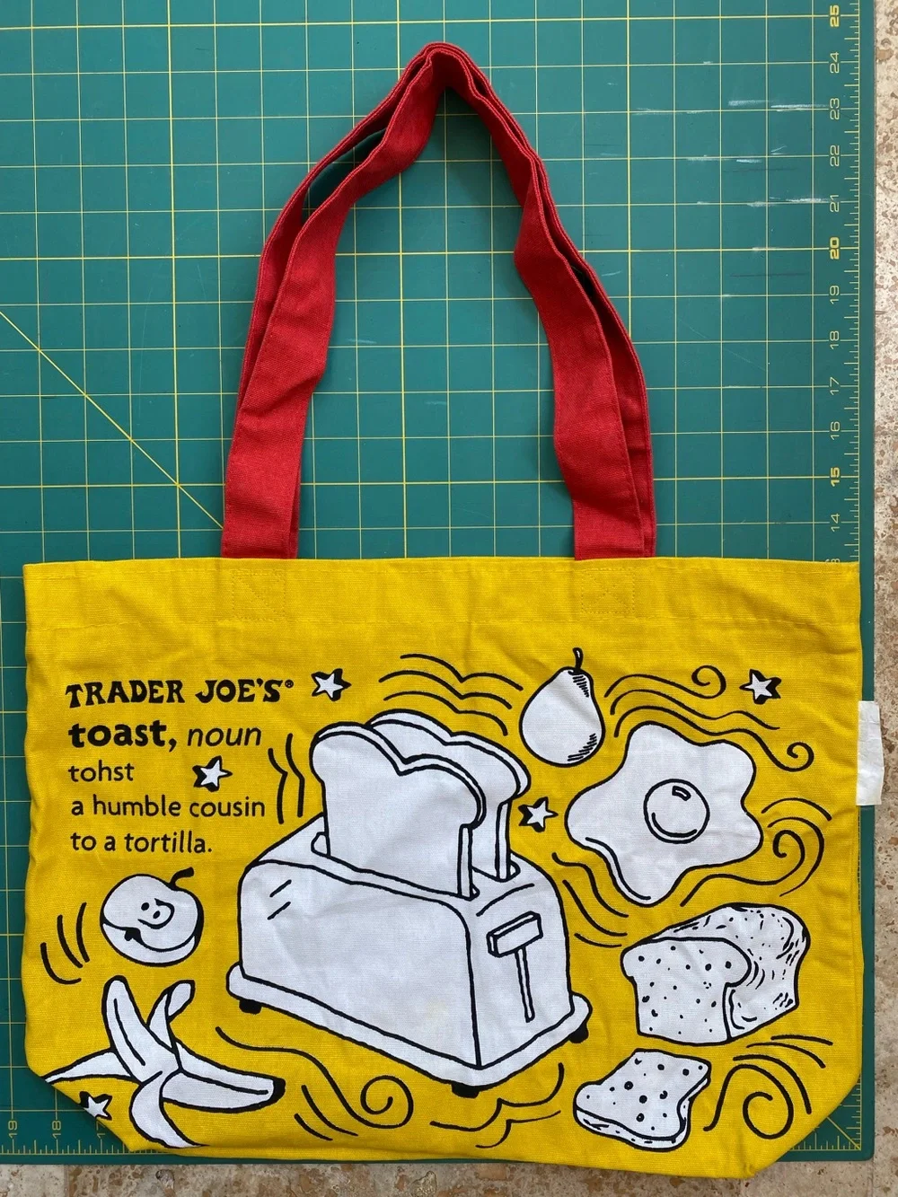 (2) Trader Joe’s Cloth Tote bags: Cheese Adventures & Waffles Toast Milk - Picture 5 of 13